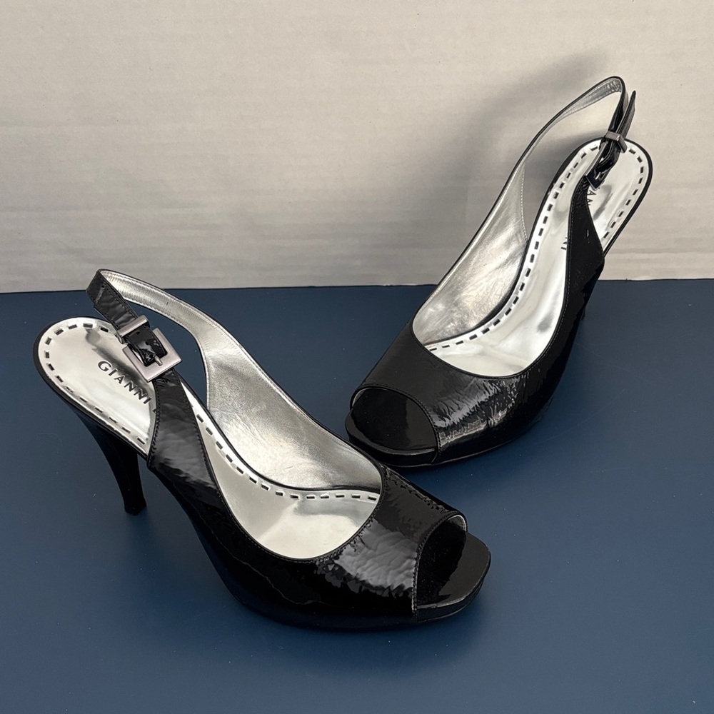 Gianni Bini Black Patent Slingback Heels